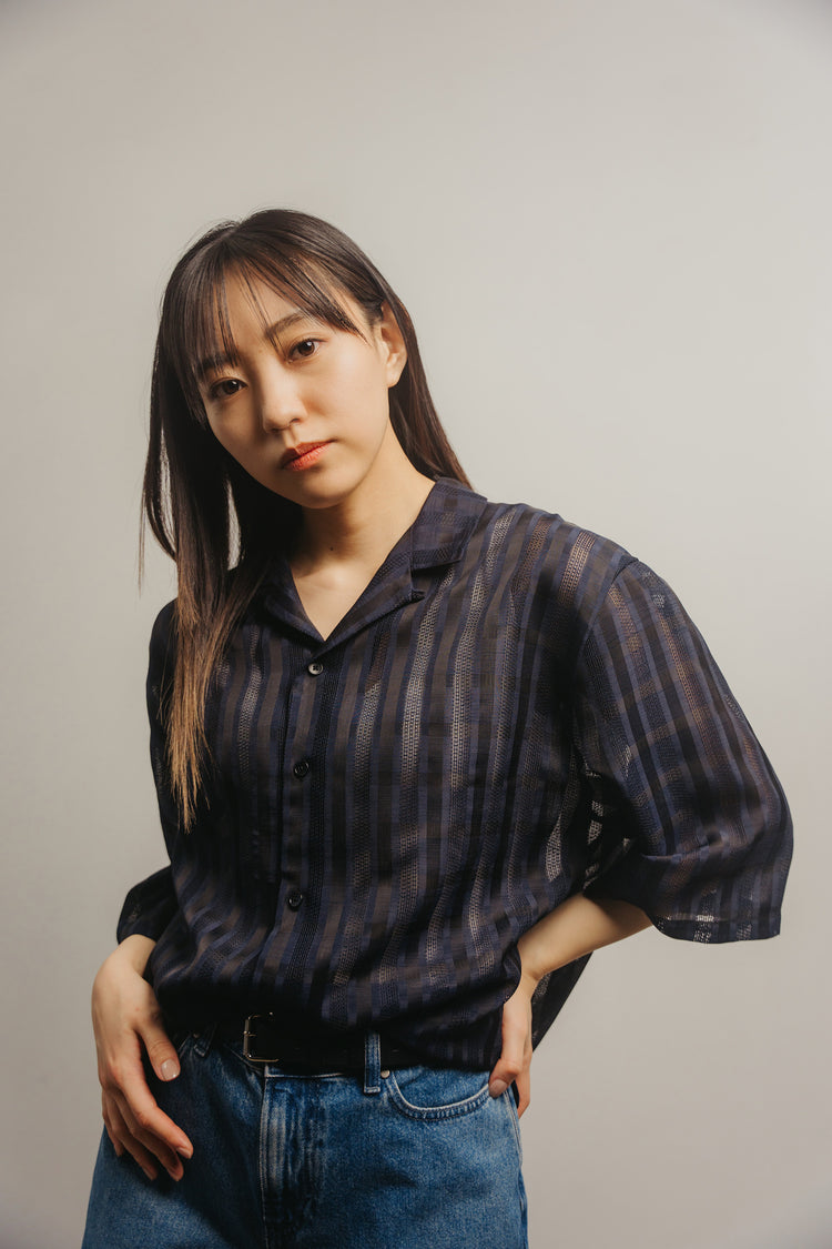 half sleeve shirt(navy check)