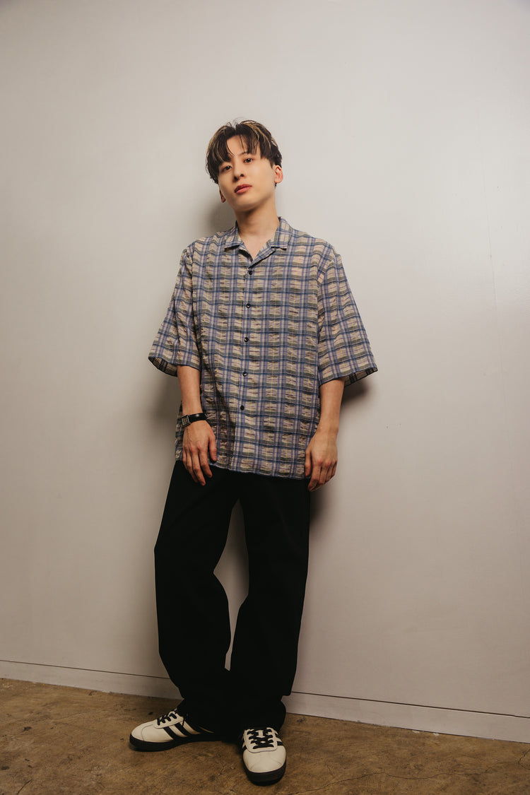 half sleeve shirt(blue check)