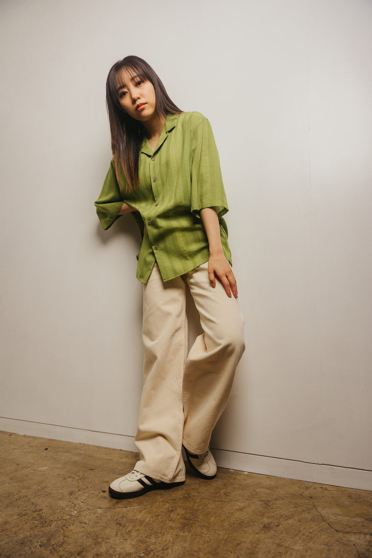 half sleeve shirt(green stripe)