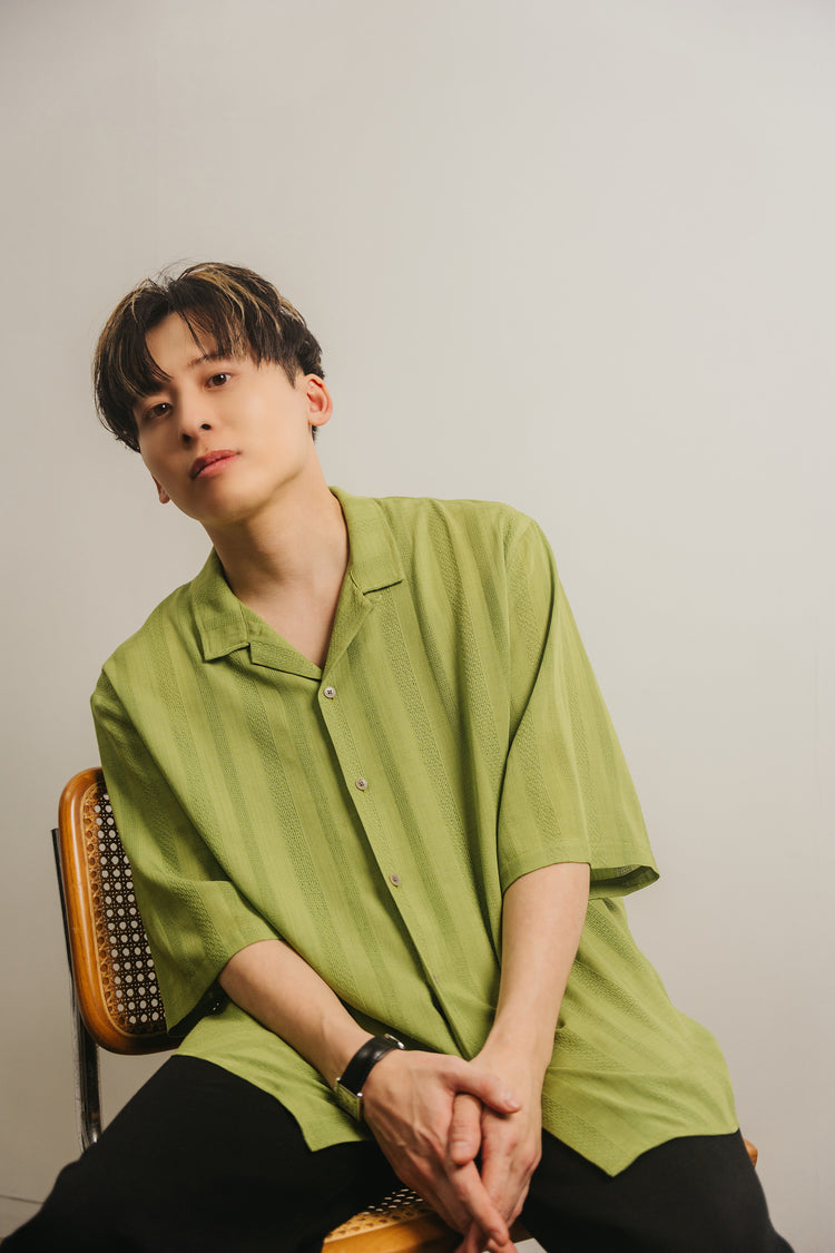 half sleeve shirt(green stripe)