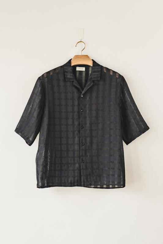 half sleeve shirt（navy check）