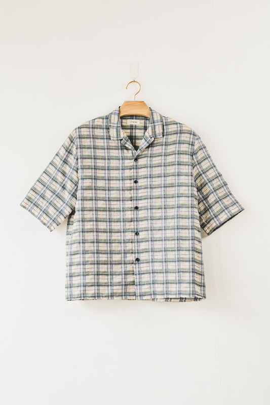 half sleeve shirt（blue check）