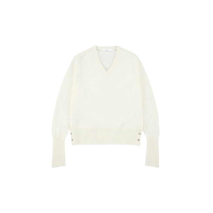 V-neck Cashmere Sweater Ivory 002